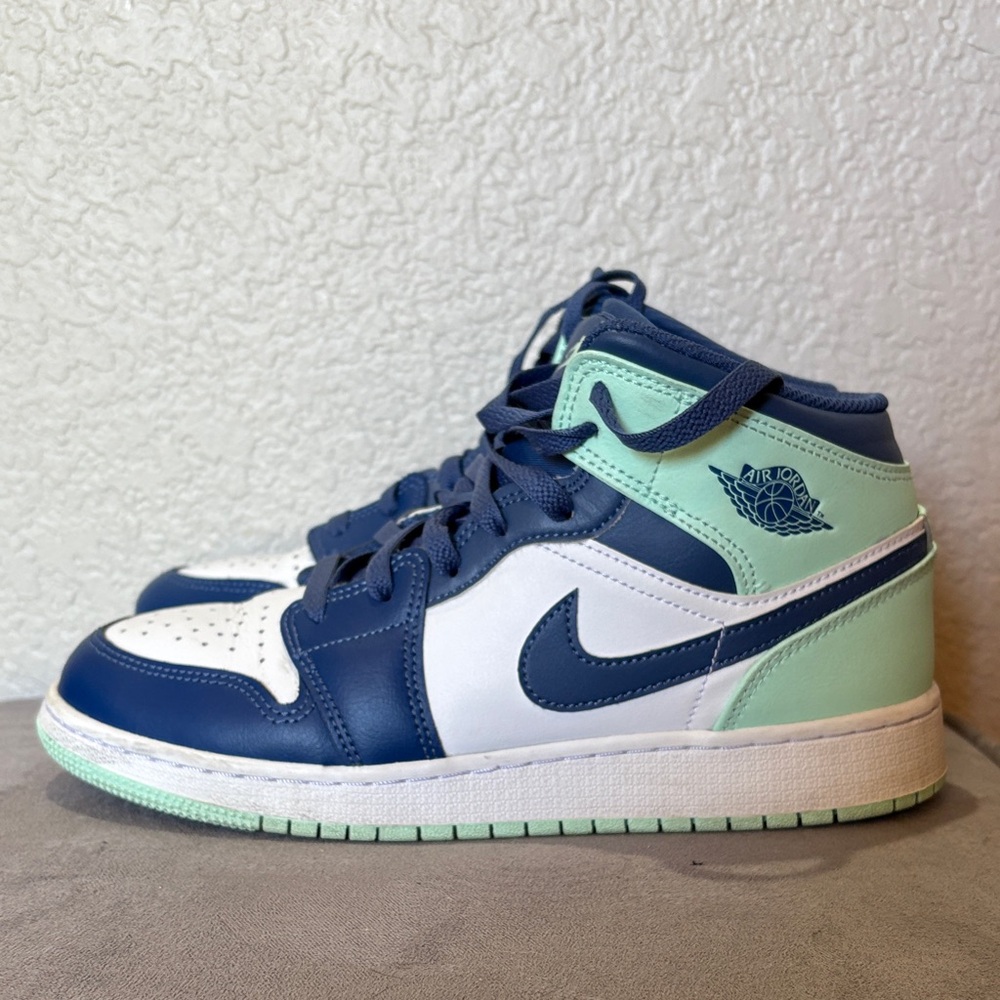 Nike Kids Air Jordan 1 Mid Navy Mint Foam - 6.5Y